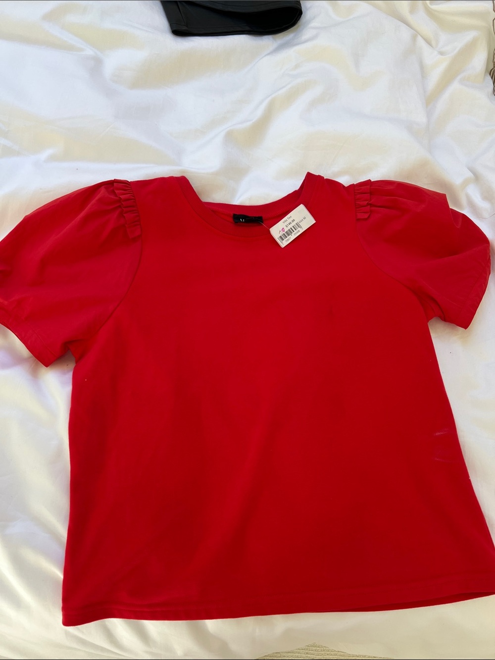 Women’s Red Puff-Sleeve cotton Tee